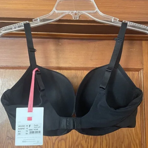 Cleo by Panache Faith Molded Plunge Underwire Bra Women's 10666 Size 34F Black - Picture 5 of 8